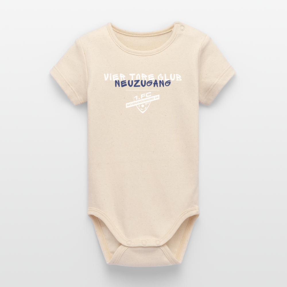 Baby Bio Kurzarm-Body "Neuzugang" - Weißgrau